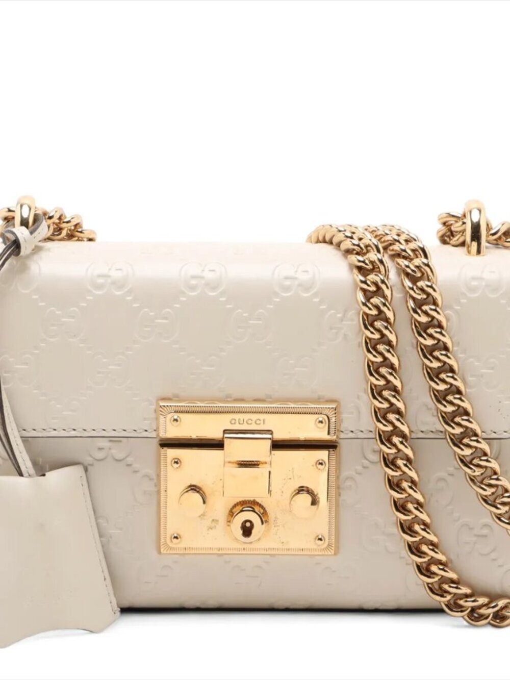 Gucci Ivory Leather GG Flap Chain Bag J51 MOG